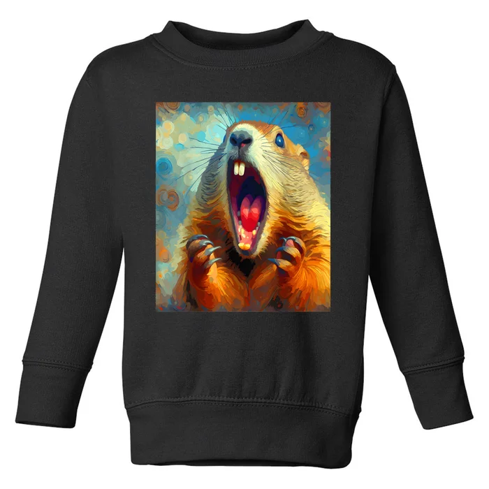 Scream Groundhog Artistic Groundhog Day Toddler Sweatshirt