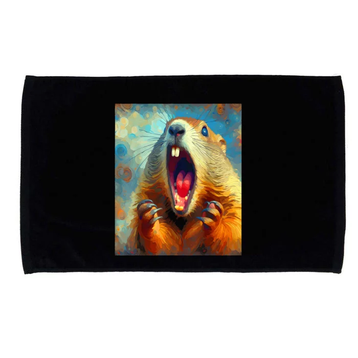 Scream Groundhog Artistic Groundhog Day Microfiber Hand Towel