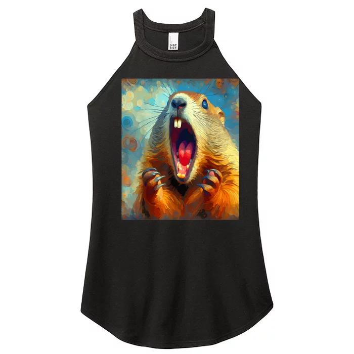 Scream Groundhog Artistic Groundhog Day Women’s Perfect Tri Rocker Tank