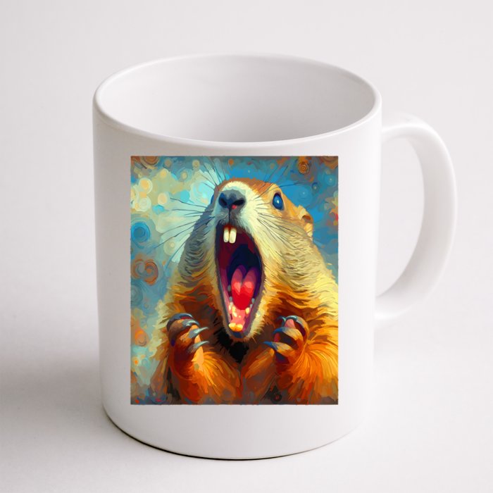 Scream Groundhog Artistic Groundhog Day Front & Back Coffee Mug