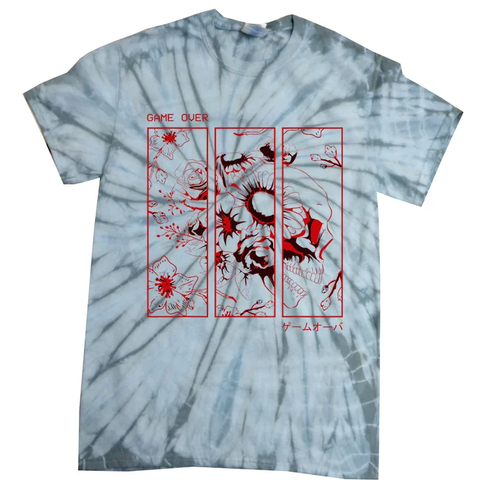 Soft Grunge Aesthetic Skull And Roses Japanese Game Over Tie-Dye T-Shirt