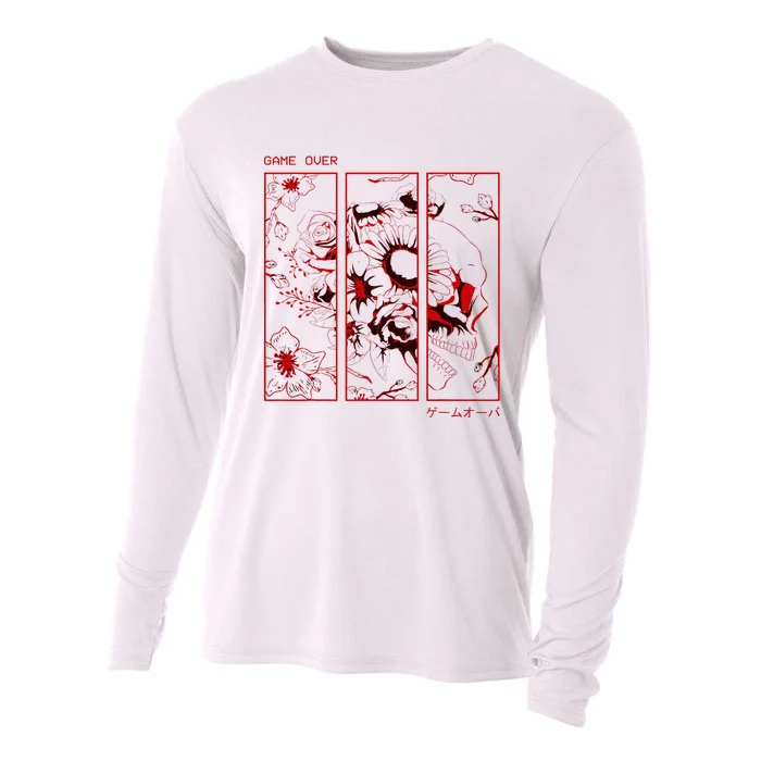 Soft Grunge Aesthetic Skull And Roses Japanese Game Over Cooling Performance Long Sleeve Crew