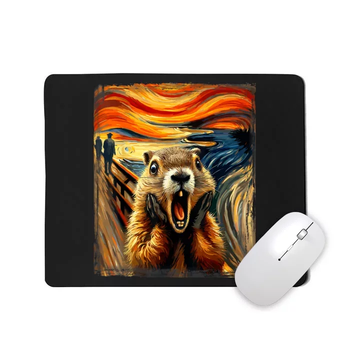 Scream Groundhog | Artistic Groundhog Day Mousepad