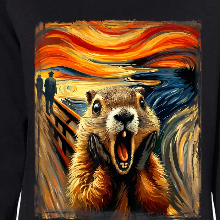 Scream Groundhog | Artistic Groundhog Day Womens California Wash Sweatshirt