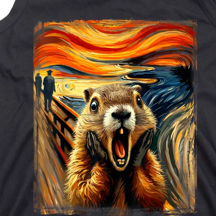 Scream Groundhog | Artistic Groundhog Day Tank Top