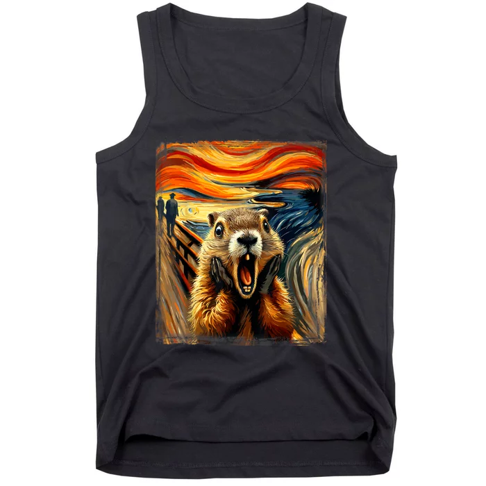 Scream Groundhog | Artistic Groundhog Day Tank Top