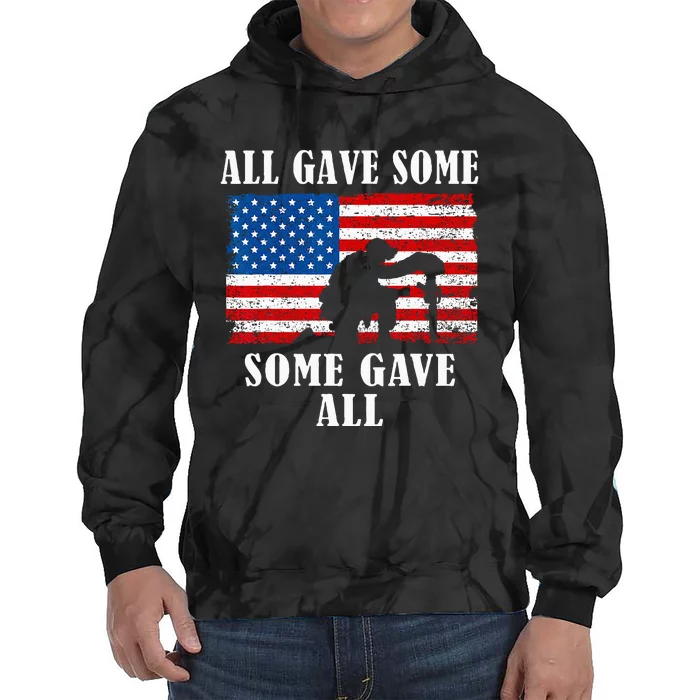 Some Gave All Memorial Veterans Day Partiotic USA Military Tie Dye Hoodie