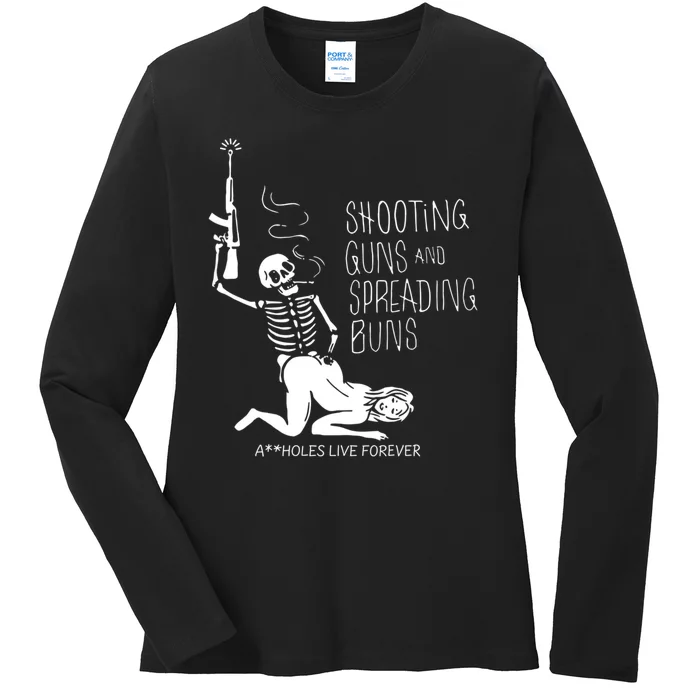 Shooting Guns And Spreading Buns Ladies Long Sleeve Shirt