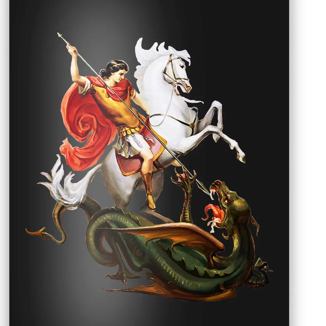 St. George And The Dragon England Catholic Saints Pray Poster