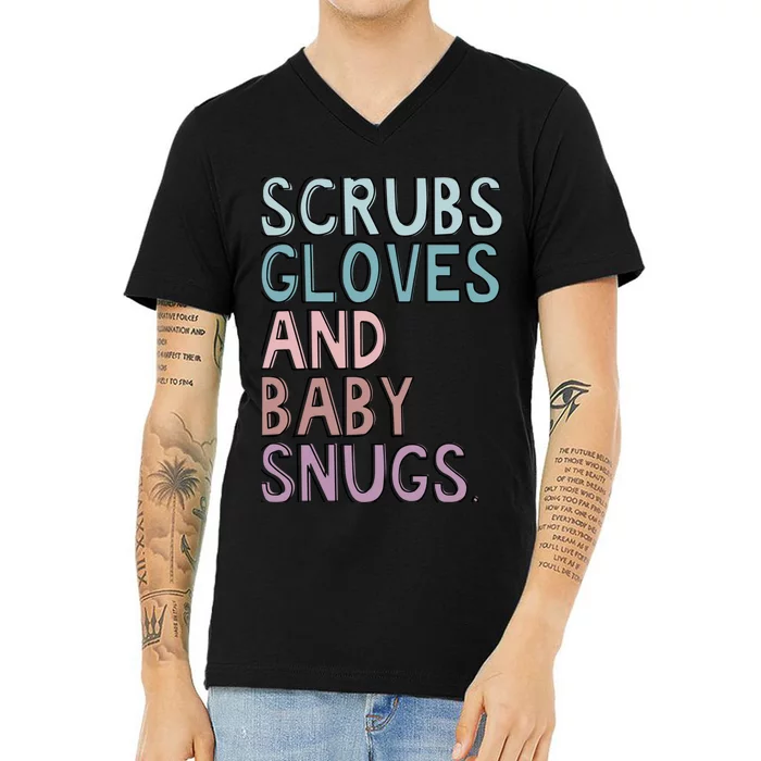 Scrubs Gloves And Baby Snugs V-Neck T-Shirt