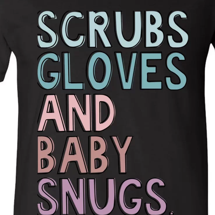 Scrubs Gloves And Baby Snugs V-Neck T-Shirt