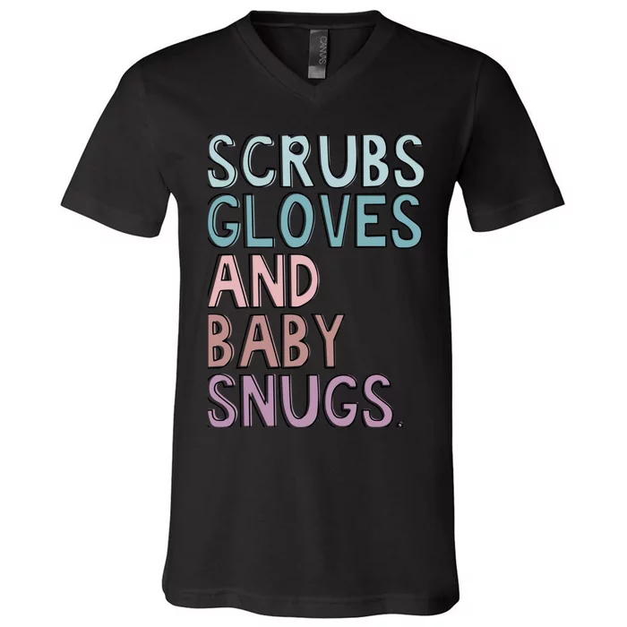 Scrubs Gloves And Baby Snugs V-Neck T-Shirt