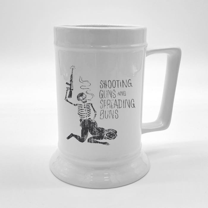 Shooting Guns And Spreading Buns Front & Back Beer Stein