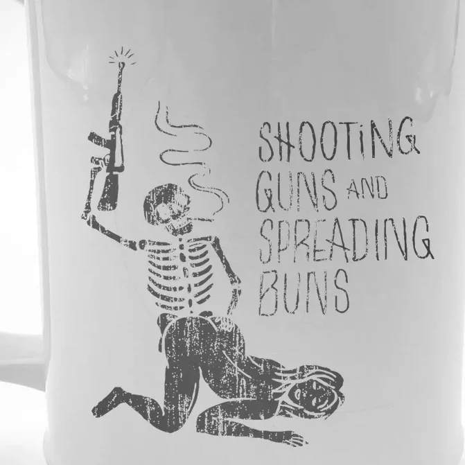 Shooting Guns And Spreading Buns Front & Back Beer Stein