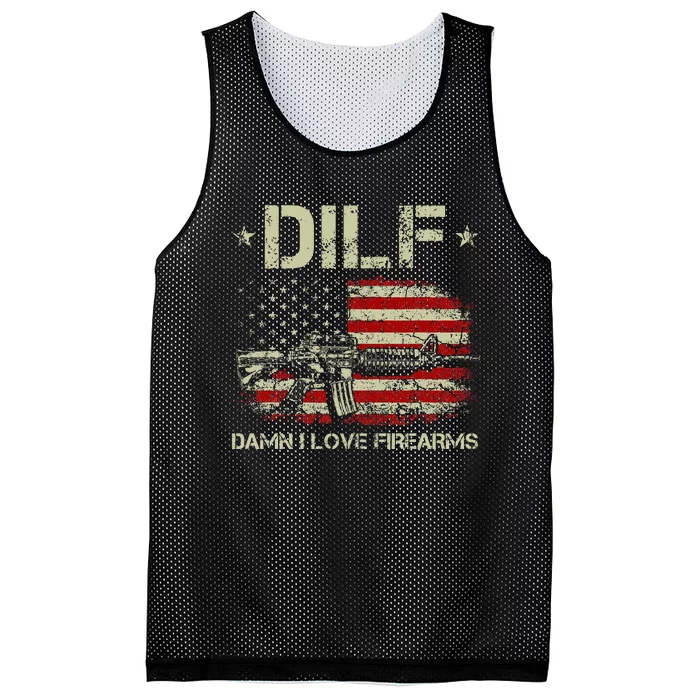 S Gun American Flag Dilf Damn I Love Firearms Mesh Reversible Basketball Jersey Tank