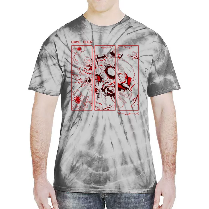 Soft Grunge Aesthetic Skull And Roses Japanese Game Over Tie-Dye T-Shirt