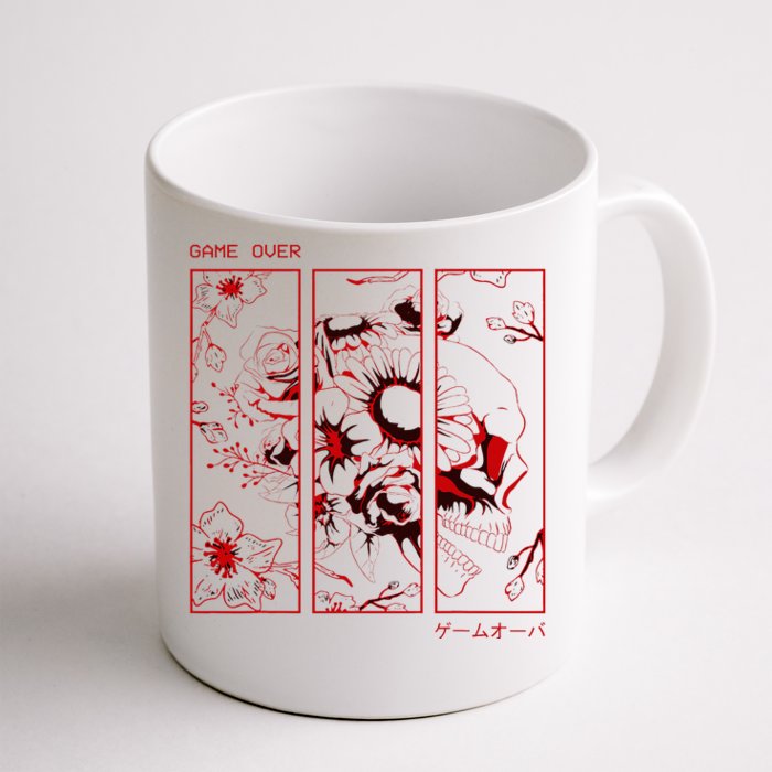 Soft Grunge Aesthetic Skull And Roses Japanese Game Over Front & Back Coffee Mug