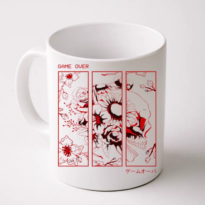 Soft Grunge Aesthetic Skull And Roses Japanese Game Over Front & Back Coffee Mug