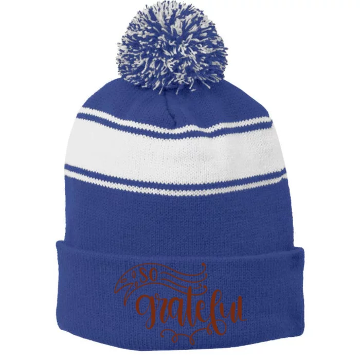 So Grateful A Christian Bible Design Always Be Grateful Gift Stripe Pom Pom Beanie