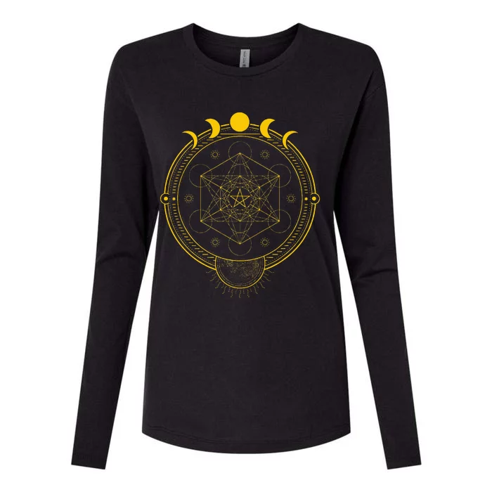 Sacred Geometry And Metatron Cube Pagan Womens Cotton Relaxed Long Sleeve T-Shirt