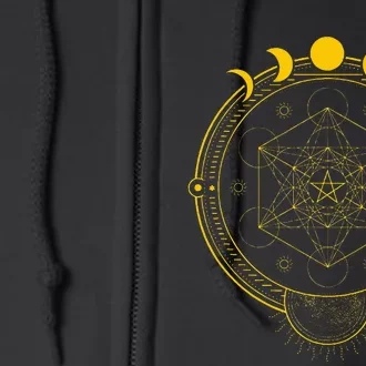 Sacred Geometry And Metatron Cube Pagan Full Zip Hoodie