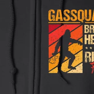 Sasquatch Gasquatch Breakin Hearts Rippin Fart Bigfoot Full Zip Hoodie