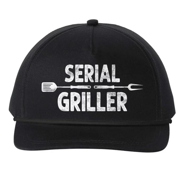 Serial Griller Bbq Distressed Grill Master Chef Gift Snapback Five-Panel Rope Hat