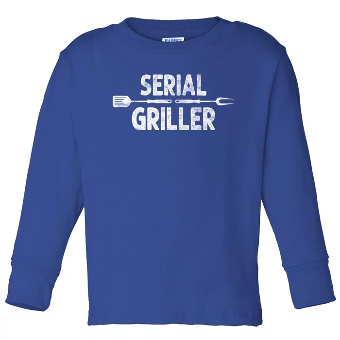 Serial Griller Bbq Distressed Grill Master Chef Gift Toddler Long Sleeve Shirt