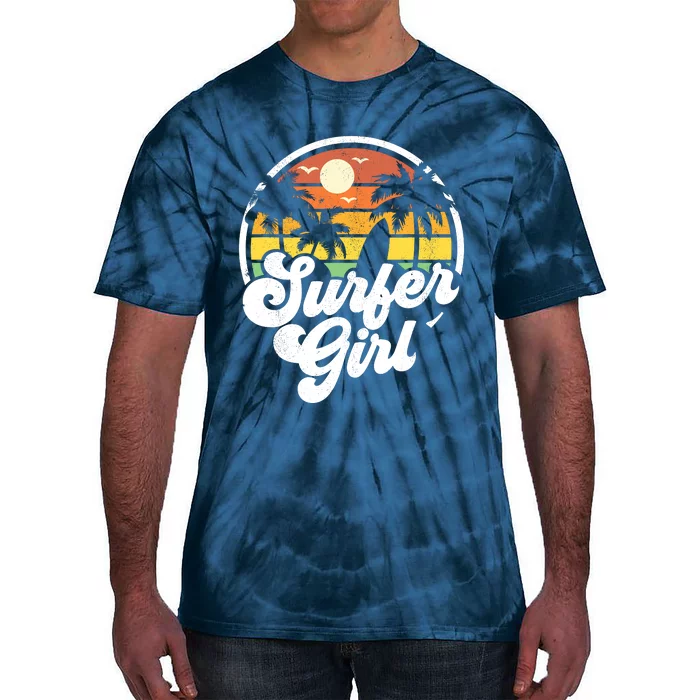 Surfer Girl Beach Retro 70s Summer Surfing Vacation Gift Tie-Dye T-Shirt