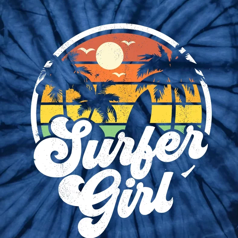 Surfer Girl Beach Retro 70s Summer Surfing Vacation Gift Tie-Dye T-Shirt