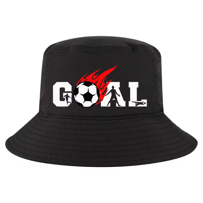 Soccer Goal Ball On Fire Cool Comfort Performance Bucket Hat