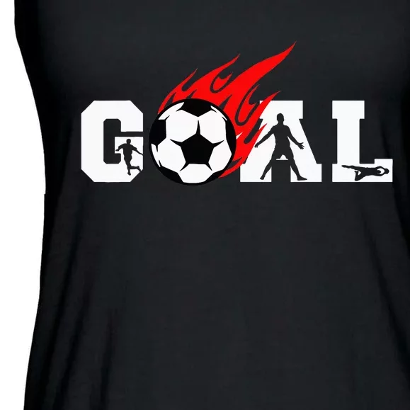 Soccer Goal Ball On Fire Ladies Essential Flowy Tank