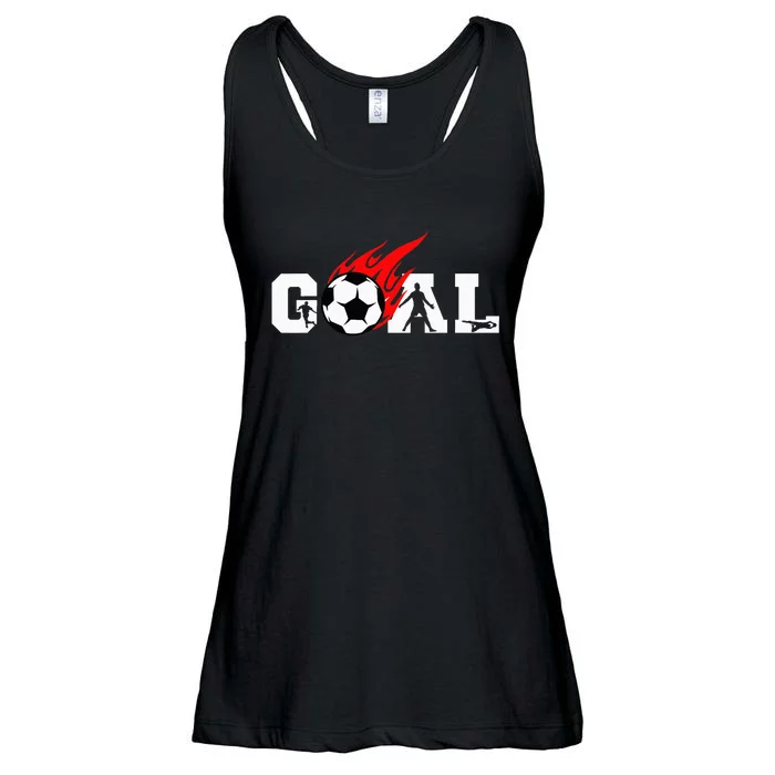 Soccer Goal Ball On Fire Ladies Essential Flowy Tank