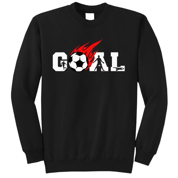 Soccer Goal Ball On Fire Tall Sweatshirt