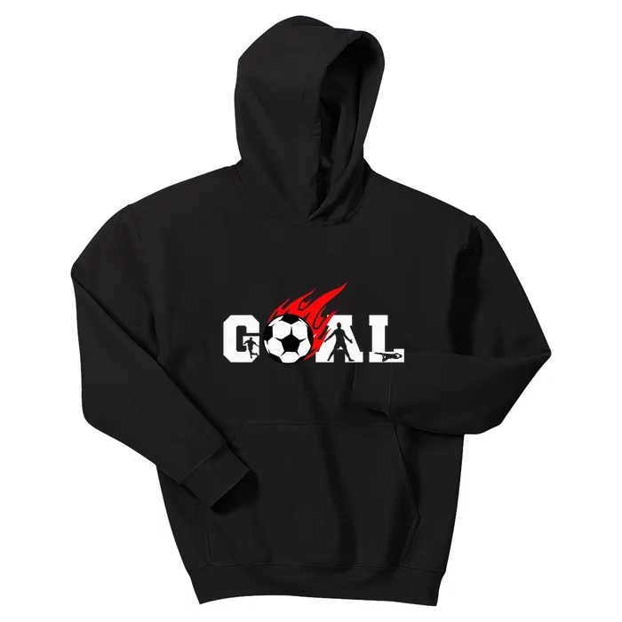 Soccer Goal Ball On Fire Kids Hoodie