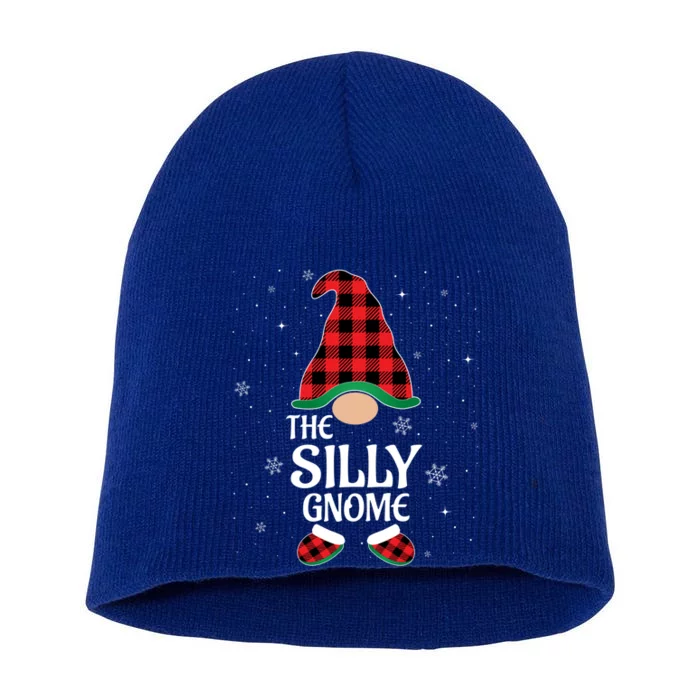 Silly Gnome Buffalo Red Plaid Matching Christmas Pajama Gift Short Acrylic Beanie