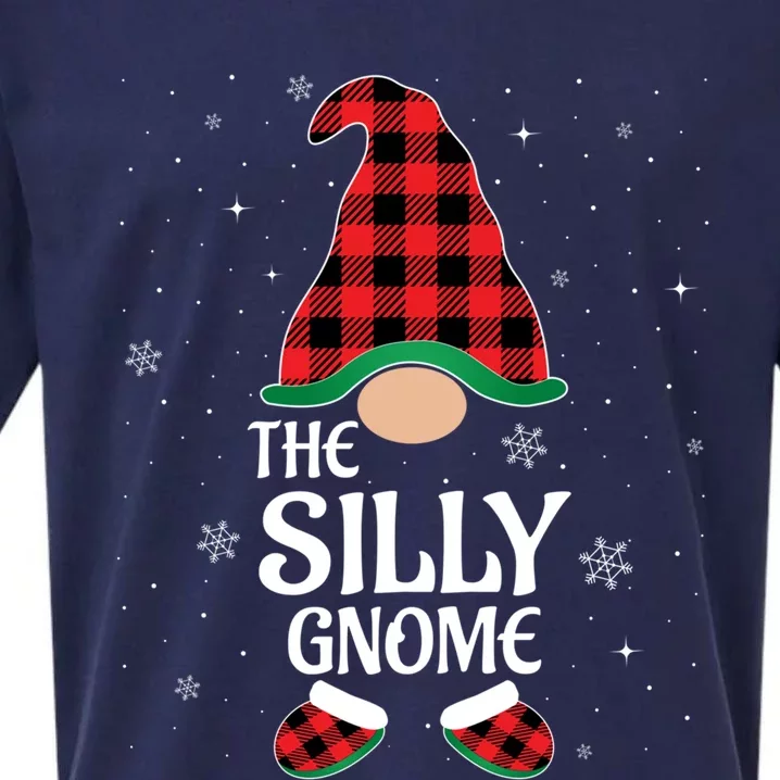 Silly Gnome Buffalo Red Plaid Matching Christmas Pajama Gift Sueded Cloud Jersey T-Shirt