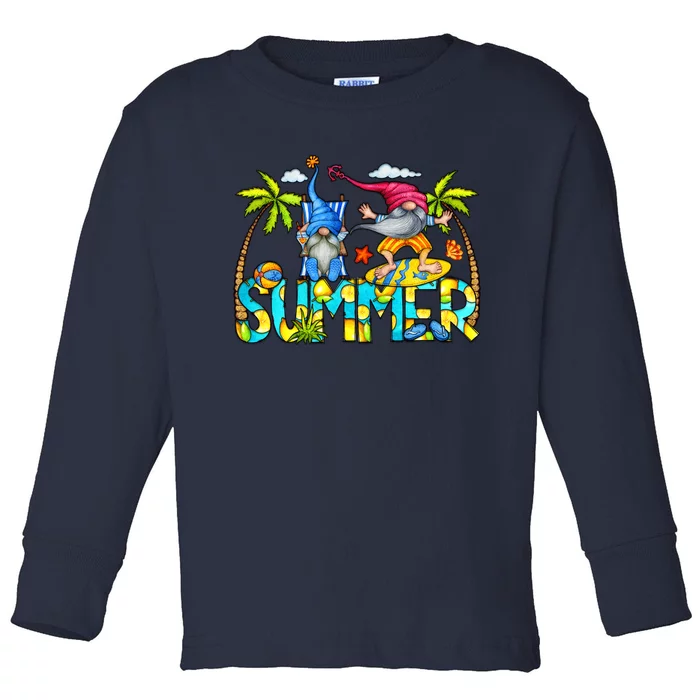 Summer Gnomes Beach Toddler Long Sleeve Shirt