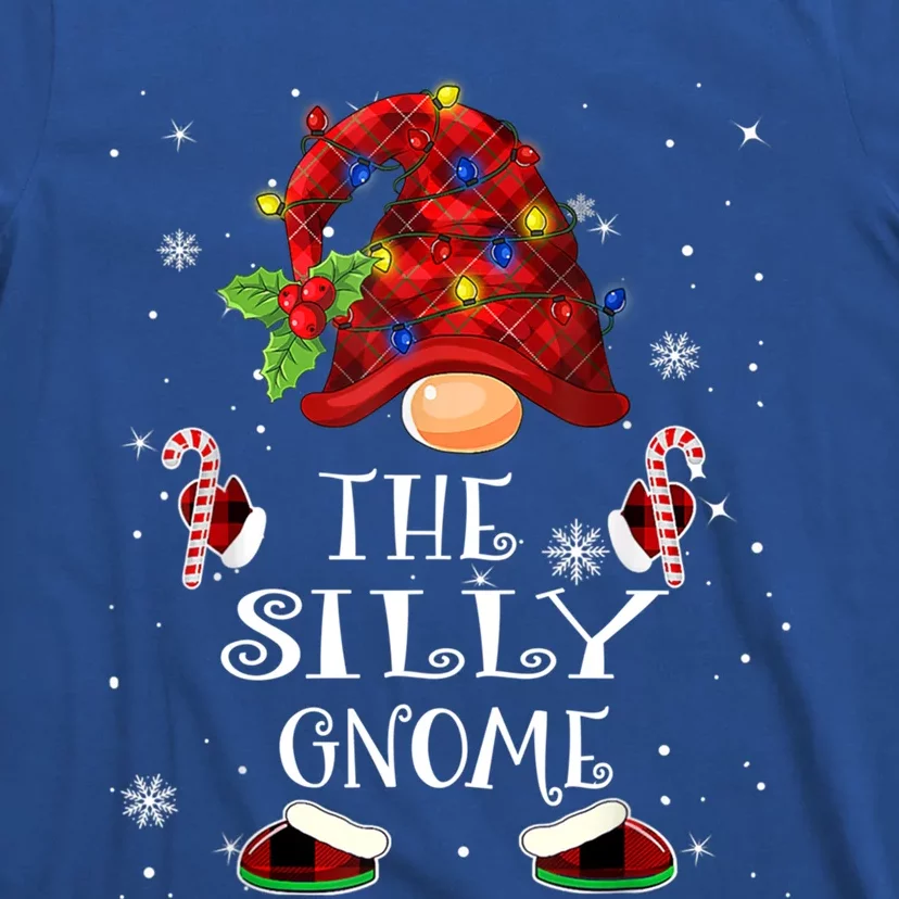 Silly Gnome Buffalo Plaid Christmas Tree Light Cute Gift T-Shirt