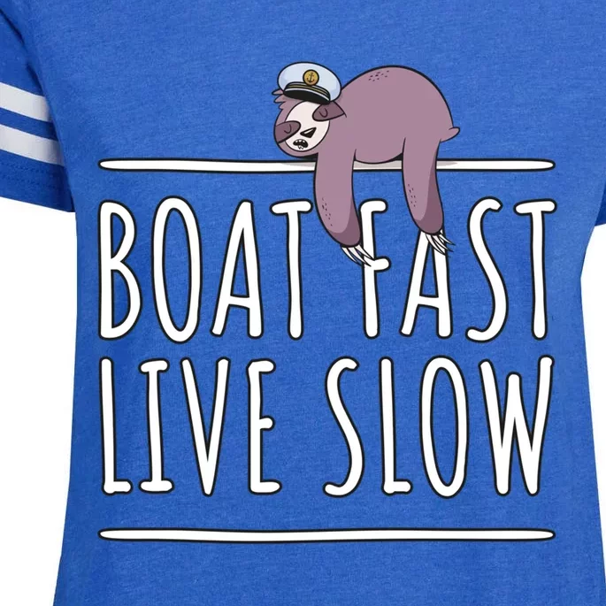 Sailing Gift Boat Fast Live Slow Sloth Sleeping Gift Boating Gift Enza Ladies Jersey Football T-Shirt