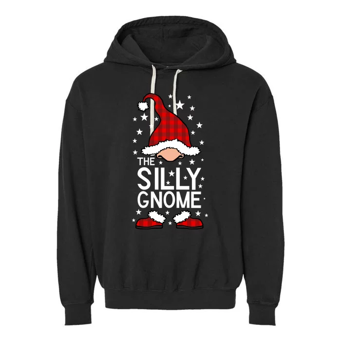 Silly Gnome Buffalo Plaid Matching Family Christmas Pajama Meaningful Gift Garment-Dyed Fleece Hoodie