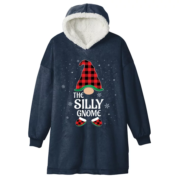 Silly Gnome Buffalo Red Plaid Matching Christmas Pajama Cool Gift Hooded Wearable Blanket