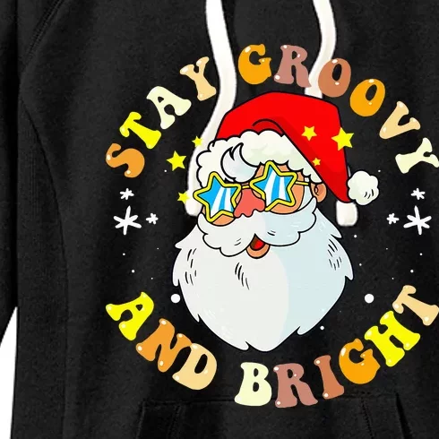 Stay Groovy & Bright Holiday Groovy Retro Christmas Women's Fleece Hoodie