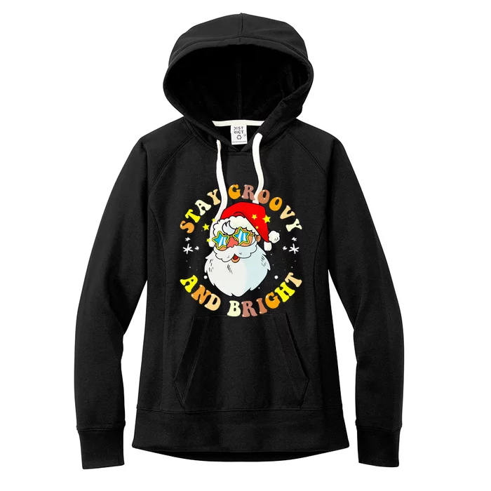 Stay Groovy & Bright Holiday Groovy Retro Christmas Women's Fleece Hoodie