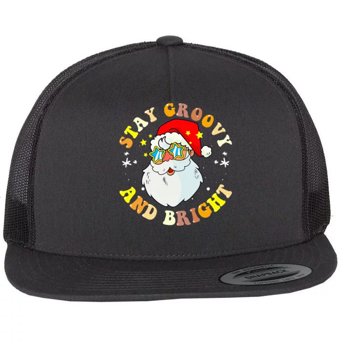 Stay Groovy & Bright Holiday Groovy Retro Christmas Flat Bill Trucker Hat