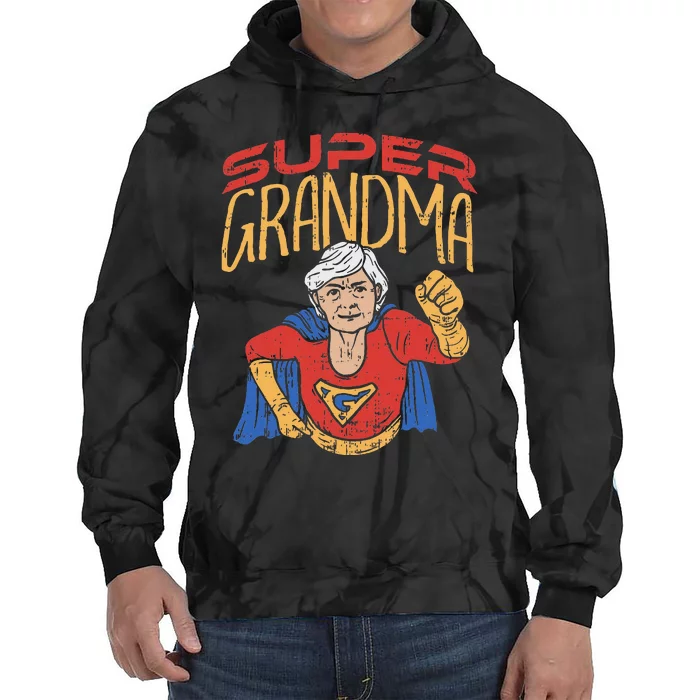 Super Grandma Best Grandma Grandmother Superhero Tie Dye Hoodie