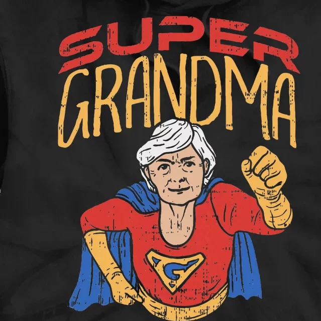 Super Grandma Best Grandma Grandmother Superhero Tie Dye Hoodie