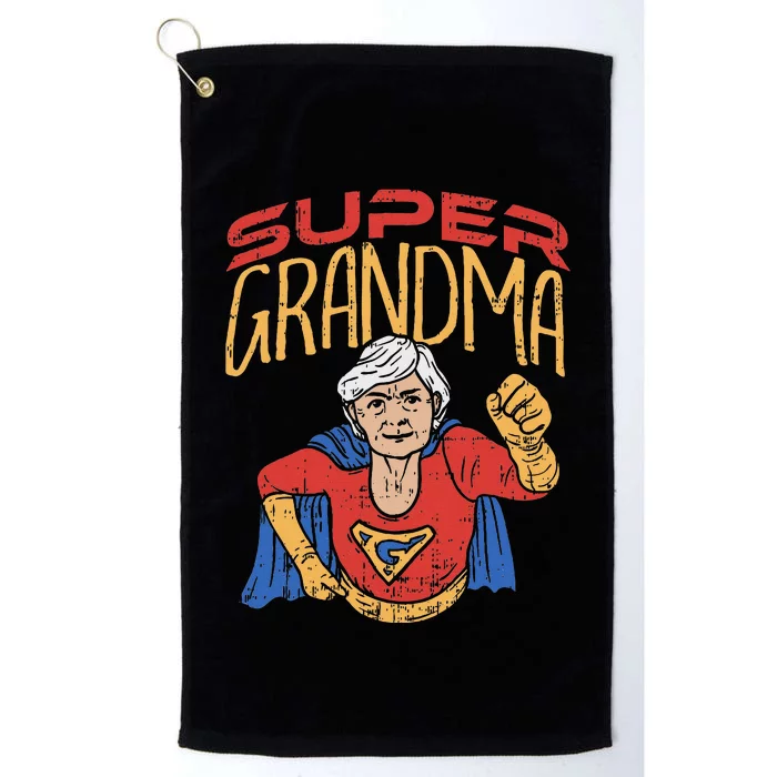 Super Grandma Best Grandma Grandmother Superhero Platinum Collection Golf Towel