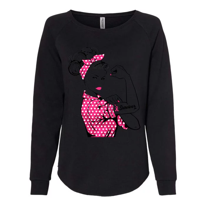 Strong Girl Breast Cancer Survivor Awareness Girls Gift Womens California Wash Sweatshirt