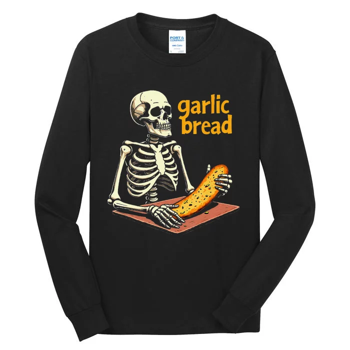 Skeleton Garlic Bread Funny Halloween Meme Ghost Tall Long Sleeve T-Shirt